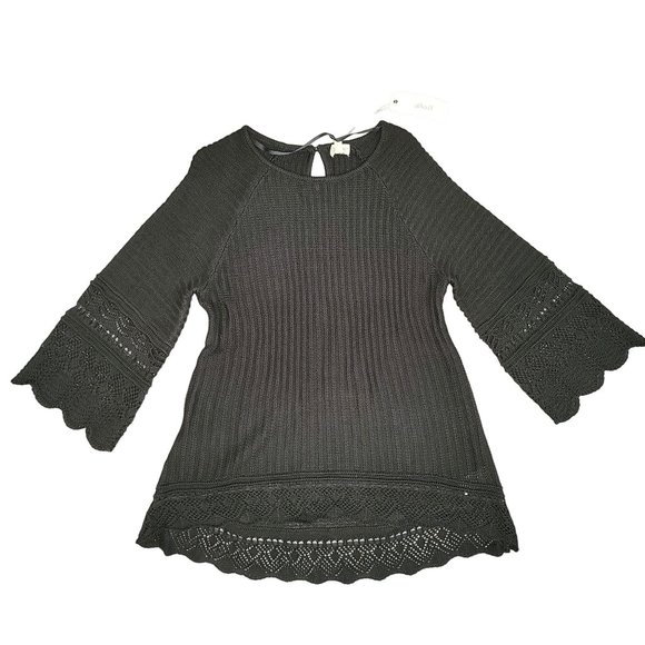 Greige NWT black lace witchy bell sleeve long sleeve top size medium - Picture 1 of 8